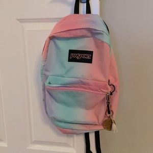 Pastel Jansport Backpack With Emoji Keychain